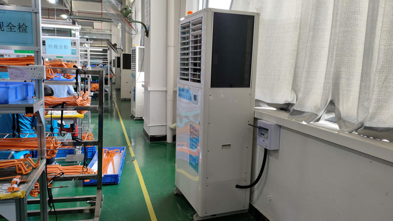 工業車間整體制冷降溫，應用工業省電空調-立式軸流柜機