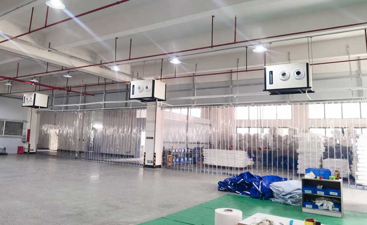 制衣廠制冷降溫，安裝蒸發冷省電空調-臥式射流空調機組